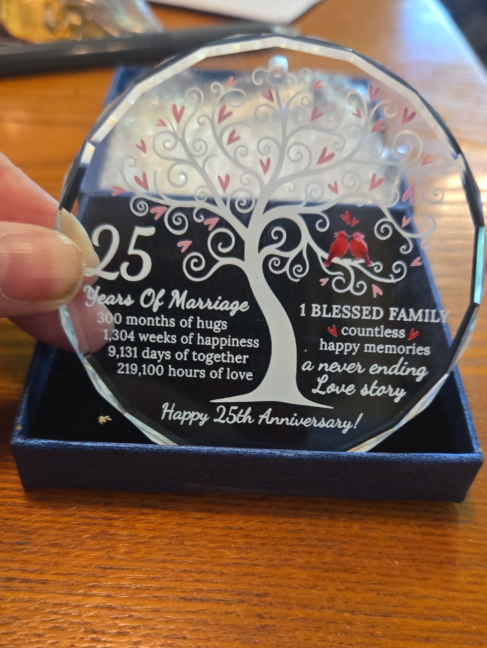 25th Anniversary Keepsake Ornament with Tree & Hearts